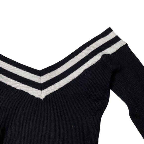 Dynamite Off the Shoulder Long Top in Black and White, size Small - Picture 3 of 9